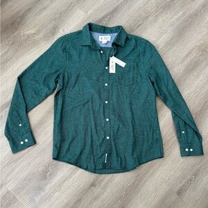 NWT Original Penguin Men's Long Sleeve Button Down Green Flannel Top -L